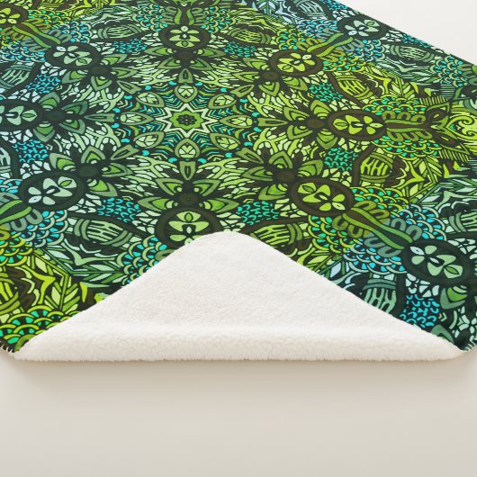 Couverture Sherpa De Beaux Verts Et Blues Mandala (3/4)