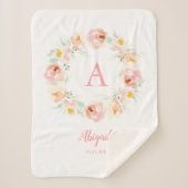 Couverture Sherpa de couronnes florales roses pers (Devant)