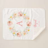 Couverture Sherpa de couronnes florales roses pers (Devant (Horizontal))