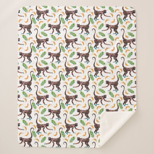 Couverture Sherpa De doux singes qui jonglent avec des bananes (Devant)