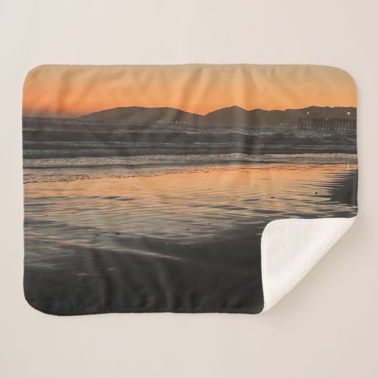 Couverture Sherpa De Dusk Jusqu'À La Lumière Du Fil À La Plage Photo (Devant (Horizontal))