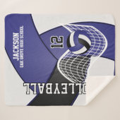 Couverture Sherpa 🏐 de volley-ball en noir, bleu et blanc (Devant (Horizontal))