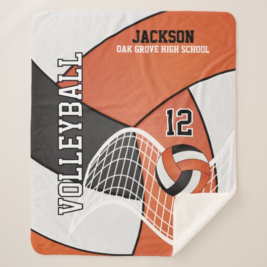 Couverture Sherpa 🏐 de volley-ball en noir, orange et blanc (Devant)