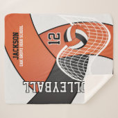 Couverture Sherpa 🏐 de volley-ball en noir, orange et blanc (Devant (Horizontal))