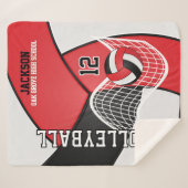 Couverture Sherpa 🏐 de volley-ball en noir, rouge et blanc (Devant (Horizontal))
