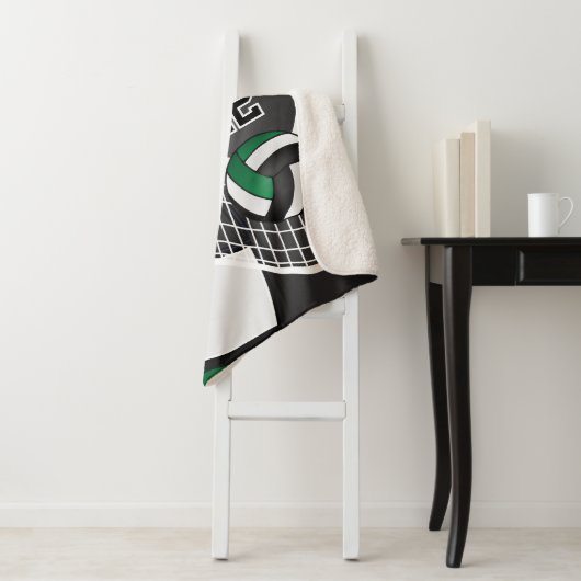 Couverture Sherpa 🏐 de volley-ball en noir, vert et blanc (En situation)