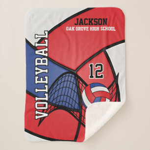 Couverture Sherpa 🏐 de volley-ball en rouge, blanc et bleu