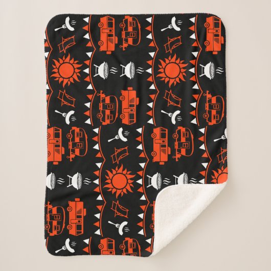 Couverture Sherpa Décor camping Caravan (Devant)