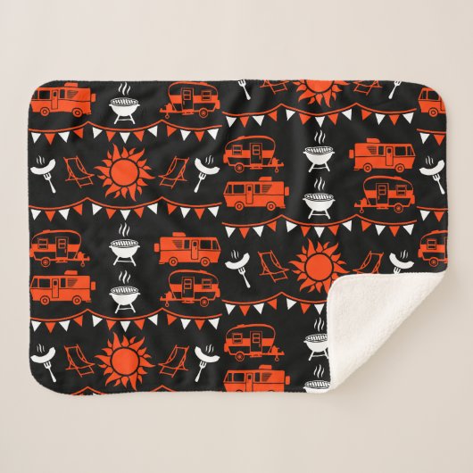 Couverture Sherpa Décor camping Caravan (Devant (Horizontal))