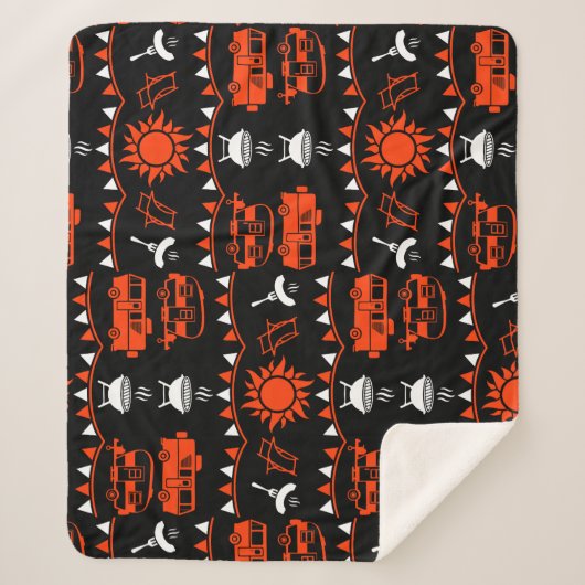 Couverture Sherpa Décor camping Caravan (Devant)