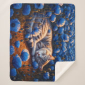 Couverture Sherpa Décor chatte rêve fleurs de champ animal belle (Devant)