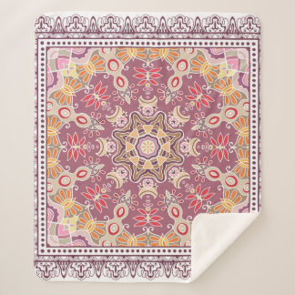 Couverture Sherpa Décor coloré sur arrière - plan blanc, 