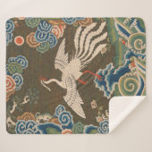 Couverture Sherpa Décor d'antiquité chinois d'oiseaux (Devant (Horizontal))