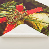 Couverture Sherpa Décor de Noël avec fond d'arbre de Noël (3/4)