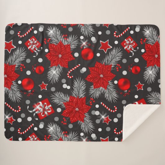 Couverture Sherpa Décor de Noël Design motif (Devant (Horizontal))
