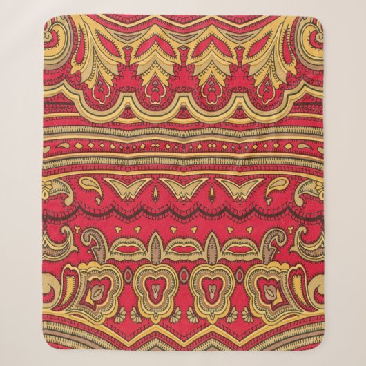 Couverture Sherpa Décor oriental closeup. (Devant)