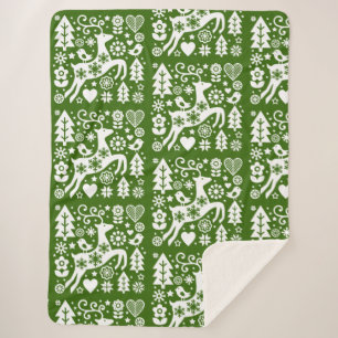 Couverture Sherpa Décor traditionnel nordique de Noël