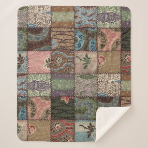 Couverture Sherpa Découpe à patchwork, texture 3D.