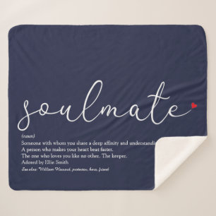 Couverture Sherpa Définition d'âme sœur Écriture élégante Cœur d'amo