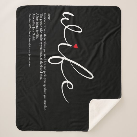 Couverture Sherpa Définition de femme amour coeur élégant Script (Devant)