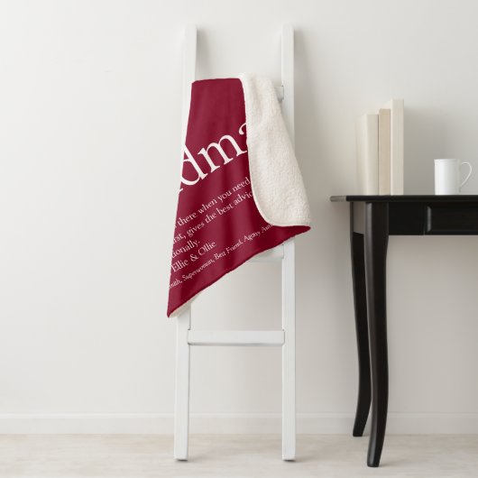 Couverture Sherpa Définition de grand-mère, bordeaux moderne et amus (En situation)