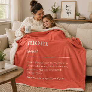 Couverture Sherpa Définition de maman humoristique rouge orange noms