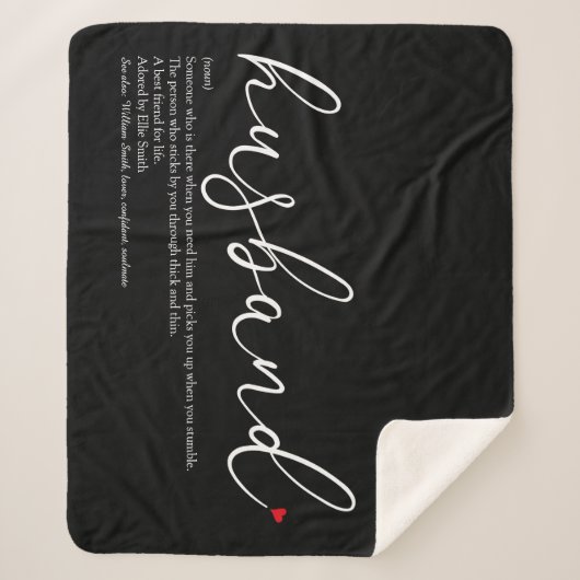 Couverture Sherpa Définition du mari Love Heart Élégant Script (Devant)