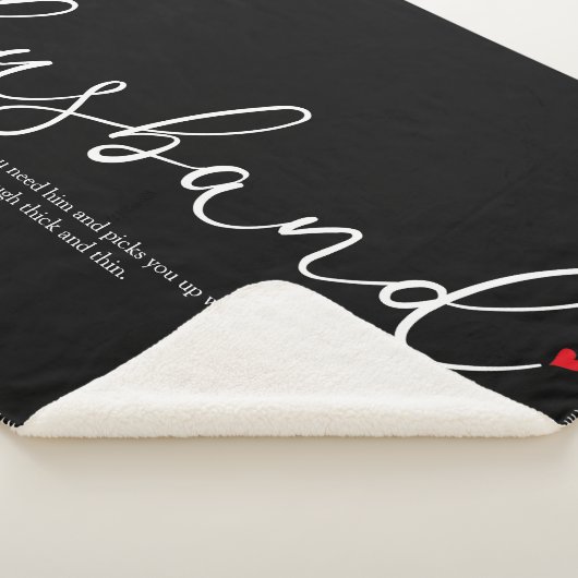 Couverture Sherpa Définition du mari Love Heart Élégant Script (3/4)