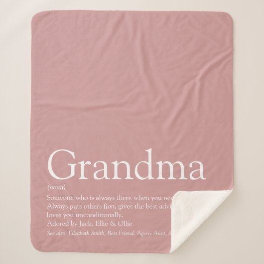 Couverture Sherpa Définition grand-mère rose poussiéreuse (Devant)