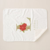 Couverture Sherpa Delicate Poinsettias L Initial Christmas Girl Gift (Devant (Horizontal))