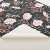Couverture Sherpa Délicates oeillets roses avec fleurs Feuilles vert (3/4)