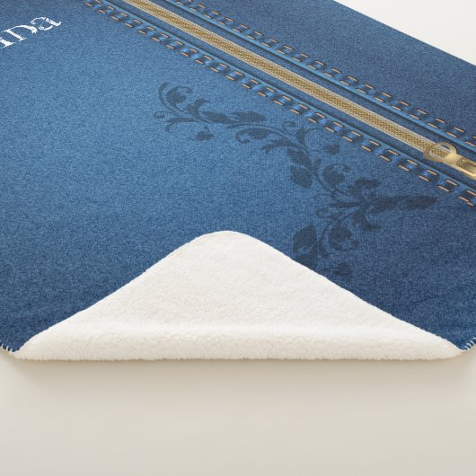 Couverture Sherpa Denim aux Jeans peints à la floraison (3/4)