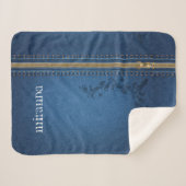 Couverture Sherpa Denim aux Jeans peints à la floraison (Devant (Horizontal))