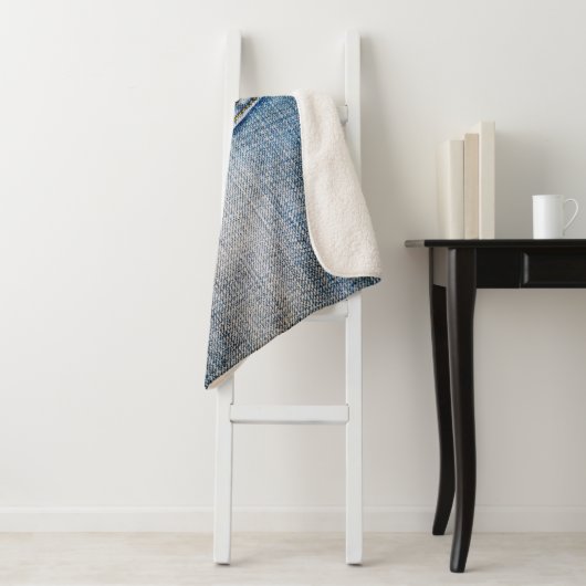 Couverture Sherpa denim bleu (En situation)