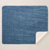 Couverture Sherpa Dénim bleu Texture : Jeans classiques. (Devant (Horizontal))