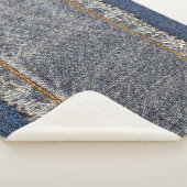 Couverture Sherpa Denim Blue Jeans : Décontracté Double Patch (3/4)