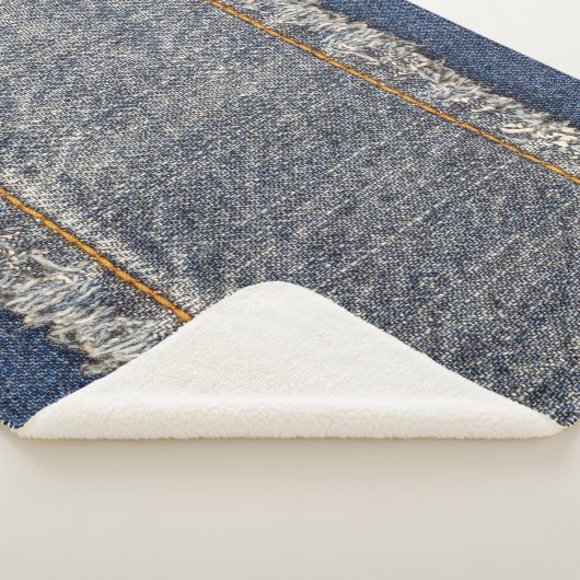 Couverture Sherpa Denim Blue Jeans : Décontracté Double Patch (3/4)