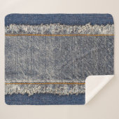 Couverture Sherpa Denim Blue Jeans : Décontracté Double Patch (Devant (Horizontal))