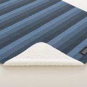 Couverture Sherpa Denim Blues Ombre - Bandes Knit avec initiales (3/4)