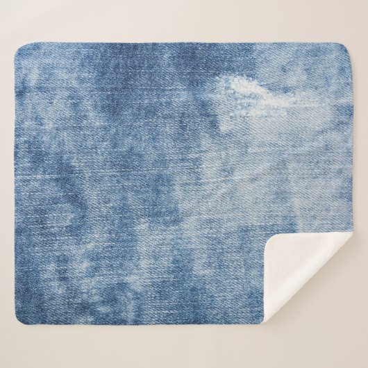 Couverture Sherpa Dénim Texture : Trous robustes. (Devant (Horizontal))