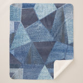 Couverture Sherpa Denim Urban : Patchwork à rayures détendues. (Devant)