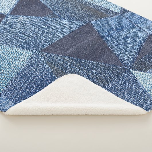 Couverture Sherpa Denim Urban : Patchwork à rayures détendues. (3/4)