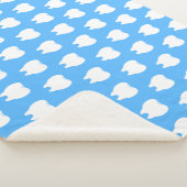 Couverture Sherpa Dent simple blanche avec motif bleu clair – Propre (3/4)