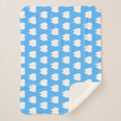 Couverture Sherpa Dent simple blanche avec motif bleu clair – Propre (Devant)