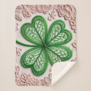 Couverture Sherpa Dentelle de coquette florale shamrock Saint Patric
