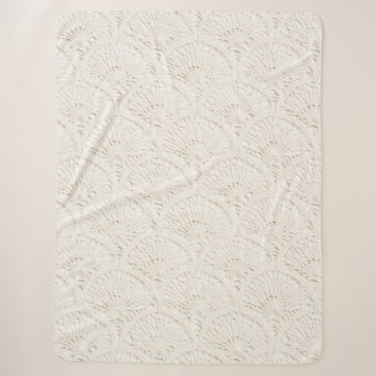 Couverture Sherpa Dentelle fausse blanche crème (Devant)