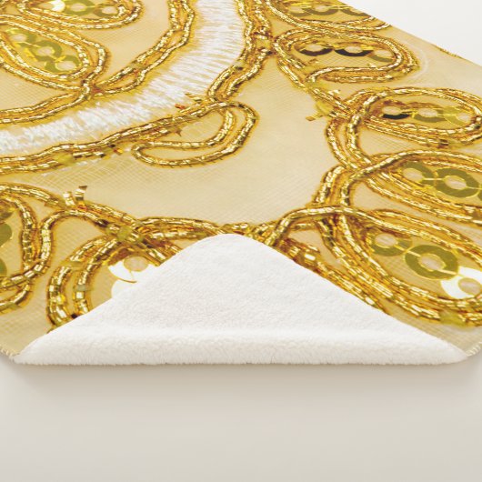 Couverture Sherpa Dentelle jaune doré rayé. texture Arrière - plan,  (3/4)
