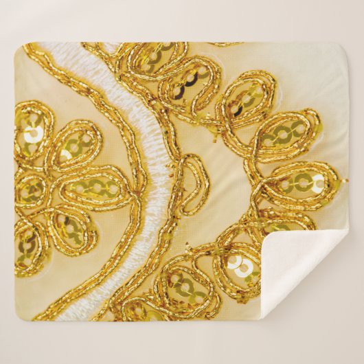 Couverture Sherpa Dentelle jaune doré rayé. texture Arrière - plan,  (Devant (Horizontal))