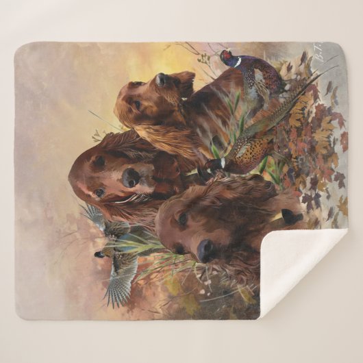 Couverture Sherpa Des couteaux irlandais avec faisans - Chasse à la (Devant (Horizontal))