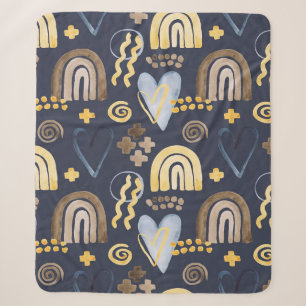 Couverture Sherpa Des formes organiques naïves motif avec arc-en-cie